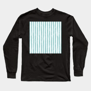 Beach day watercolor stripes in soft turquoise Long Sleeve T-Shirt